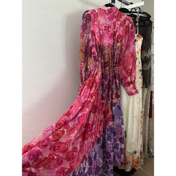 Aje Collisions Smock Maxi Dress in Kaleidoscopic Rose New - Picture 11 of 12